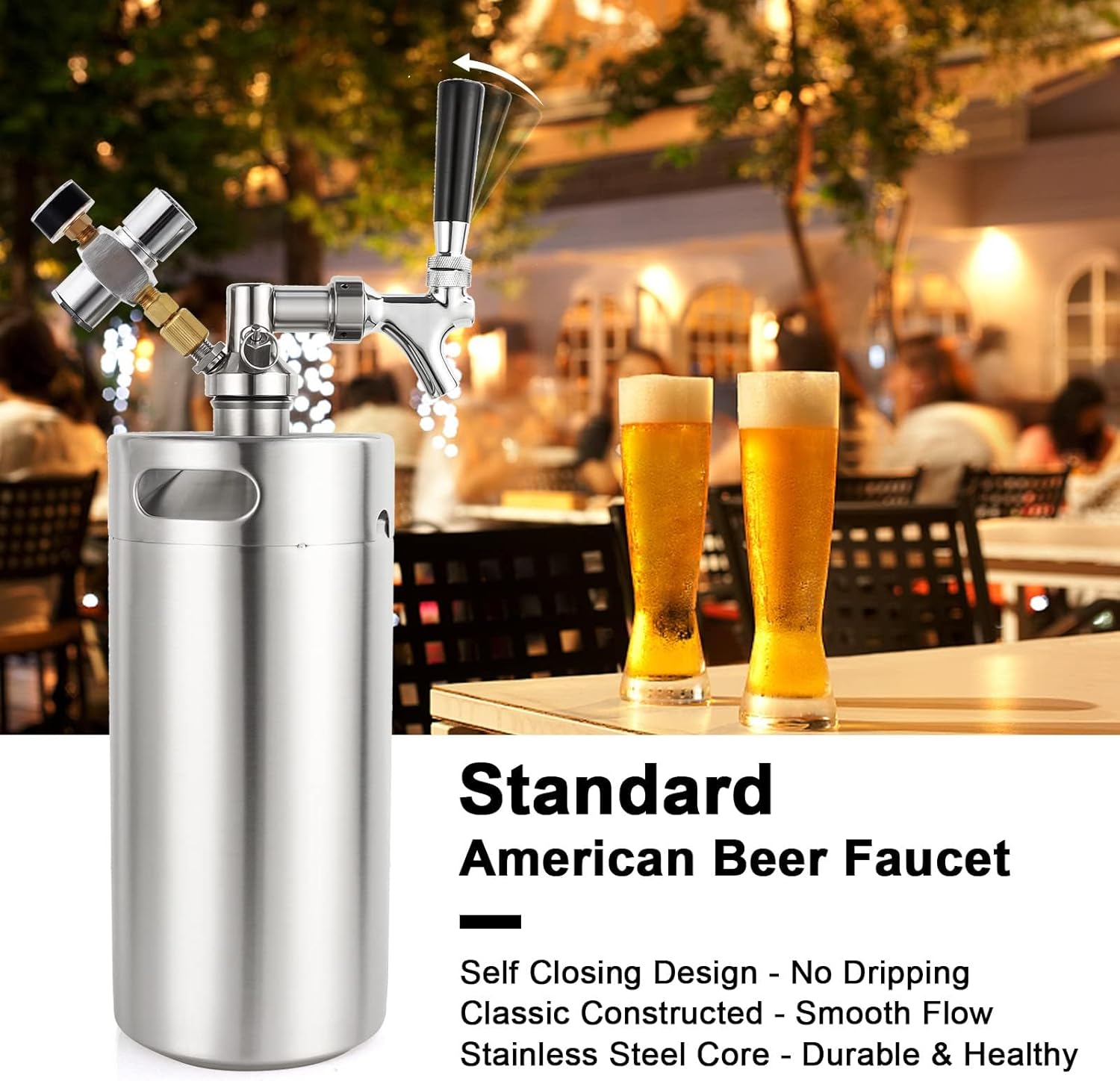 Mini Keg Growler 128oz Stainless Steel Draft Beer Dispenser F894