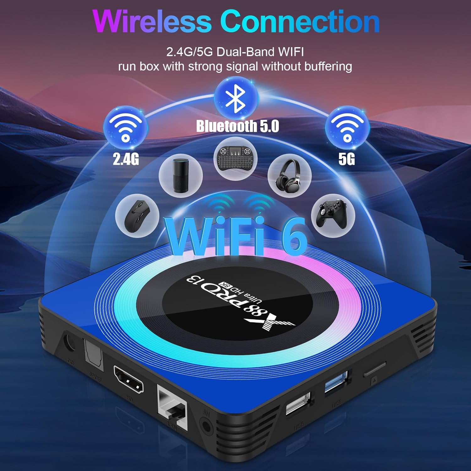 TV Box with 4GB RAM 64GB ROM, WiFi 6, HDR10 Y331347