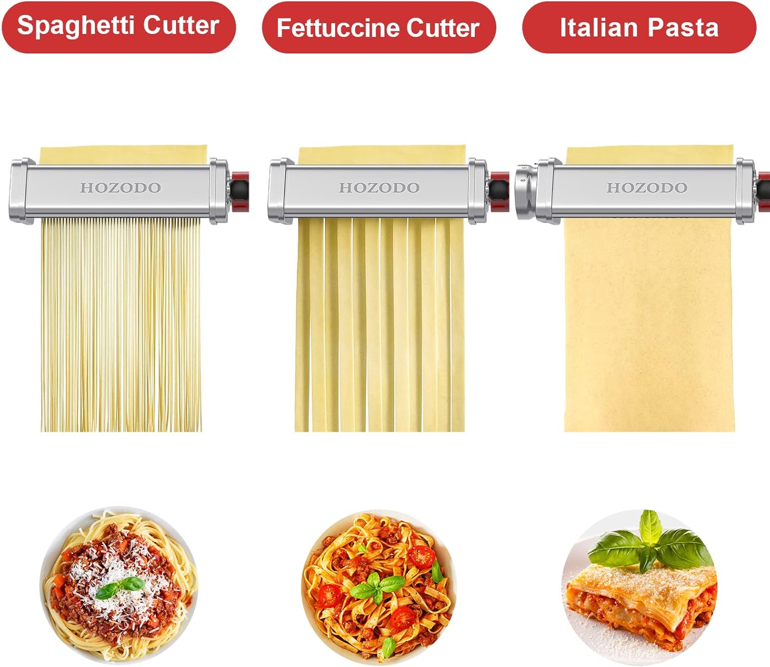 Pasta Attachment for Stand Mixer, 3 Piece Set with Sheet Roller and Cutter G242