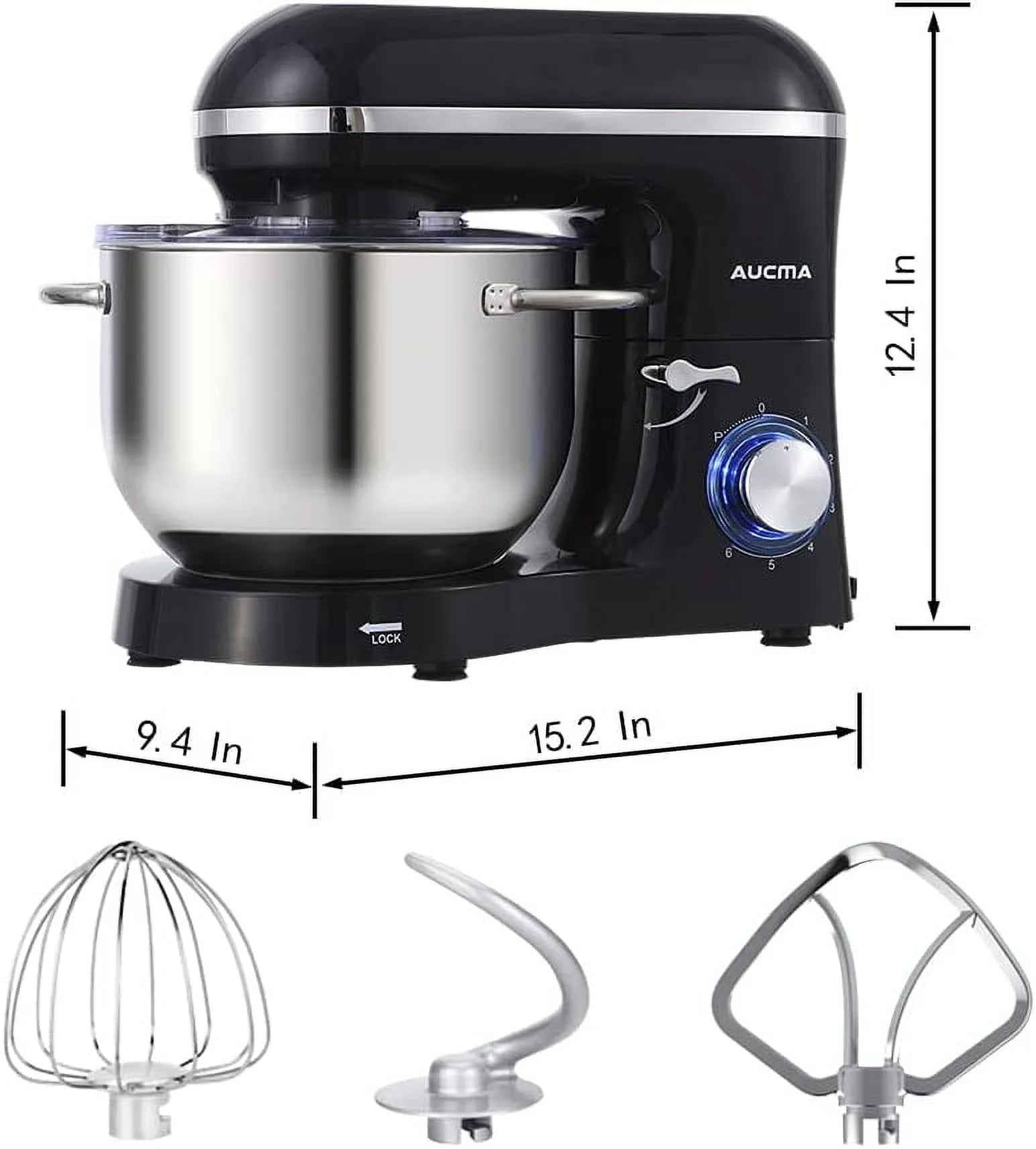 Stand Mixer 6.5-QT 660W 6-Speed Tilt-Head with Dough Hook, Wire Whip & Beater J833541