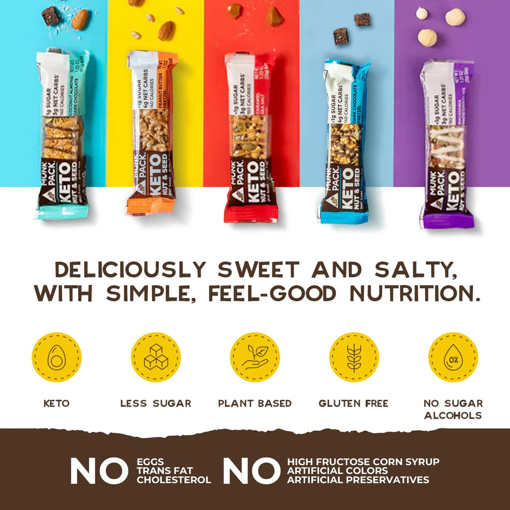 Peanut Butter Dark Chocolate Nut & Seed Bar, Low Carb Keto Snack, 12 Bars L6807