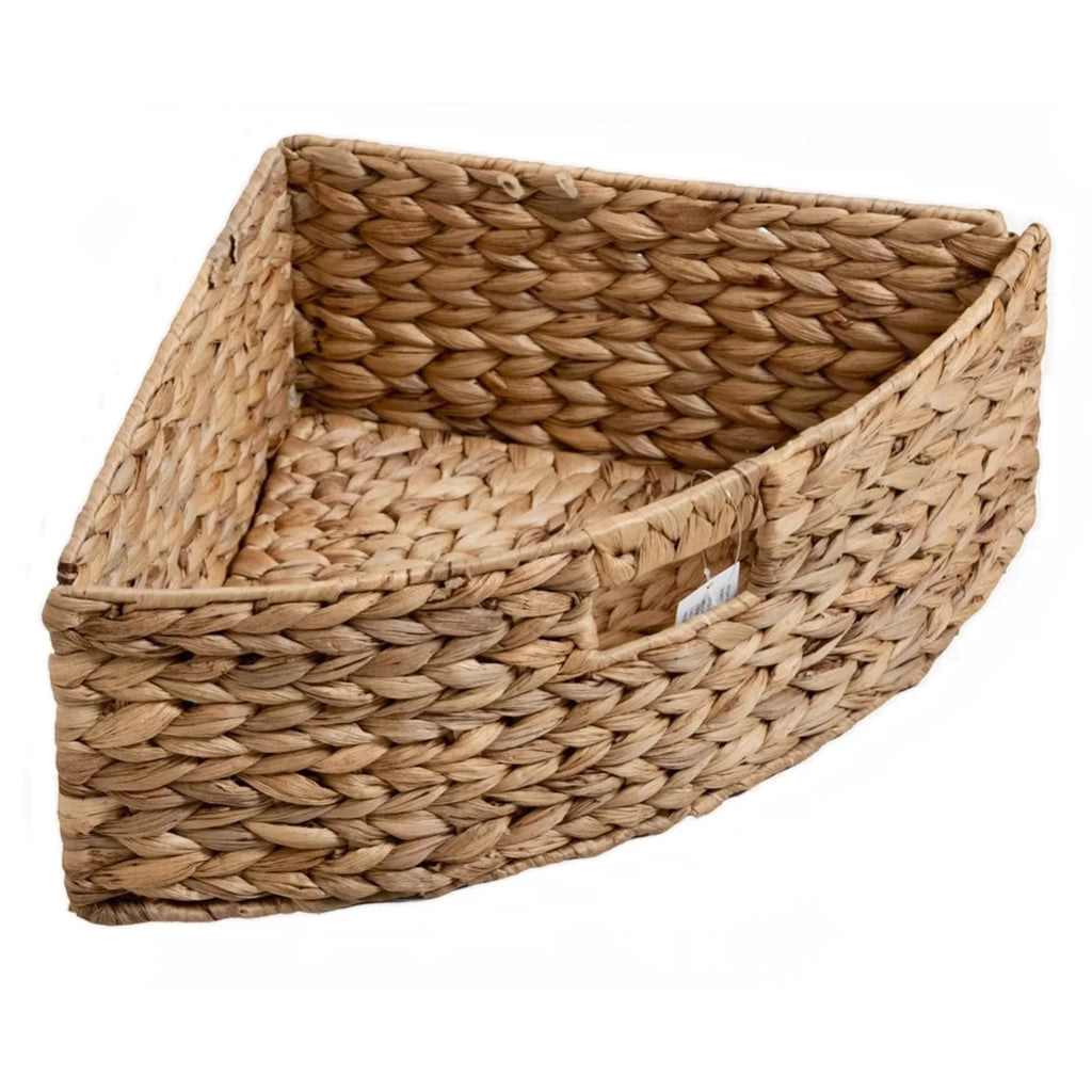 3 Tier Corner Storage Cabinet with 3 Wicker Baskets, White N35008