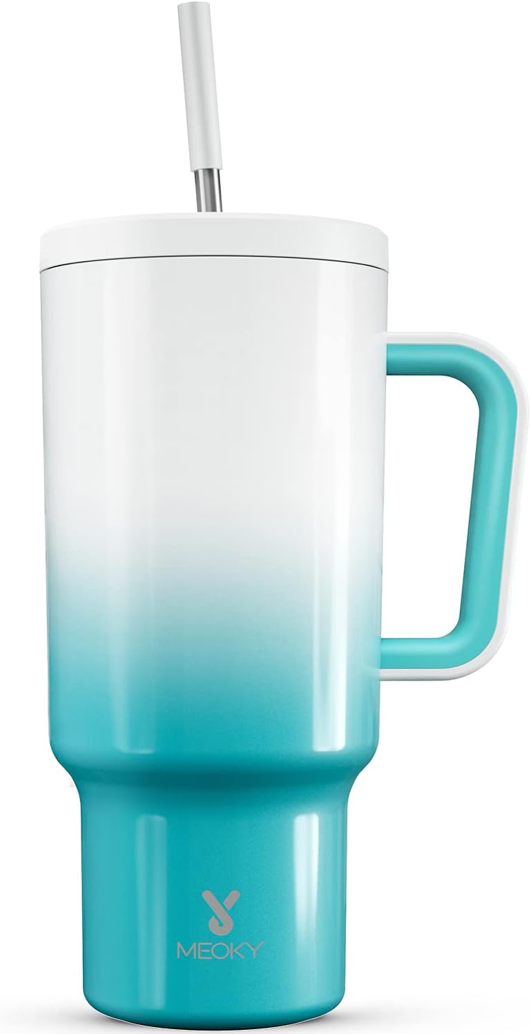 40oz Tumbler with Handle, 2 Pack, Leak-proof Lid and Straw, Insulated Stainless Steel Travel Mug I524