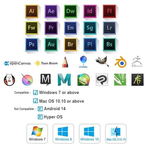Graphics Drawing Tablet 10x6 Inch with 8 Hot Keys and Battery-Free Stylus C932935