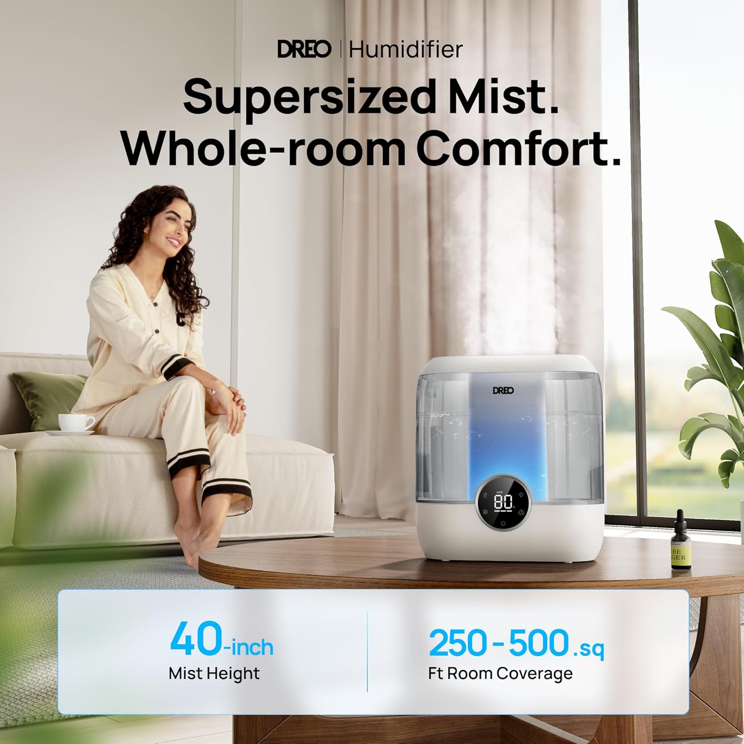 6L Ultrasonic Cool Mist Humidifier for Bedroom, 60 Hour Runtime, Gray P60507