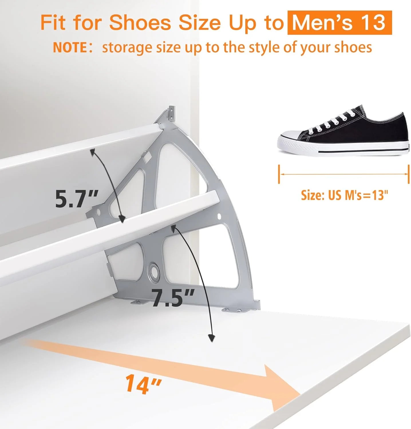 Slim Shoe Cabinet with 2 Flip Drawers for Entryway, White Z571