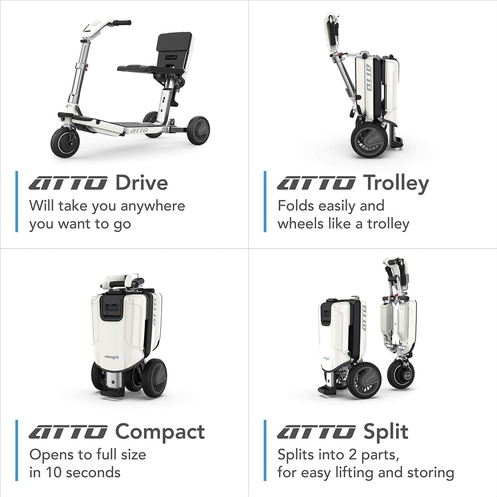 Folding Mobility Scooter with Extended Range Battery, White Z9892
