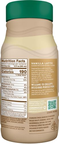 Vanilla Latte Coffee, 40 oz Bottle B853282