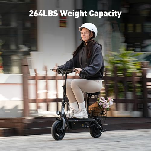 Electric Scooter with Seat, Long Range, Adjustable Handlebar, Dual Suspension V27936