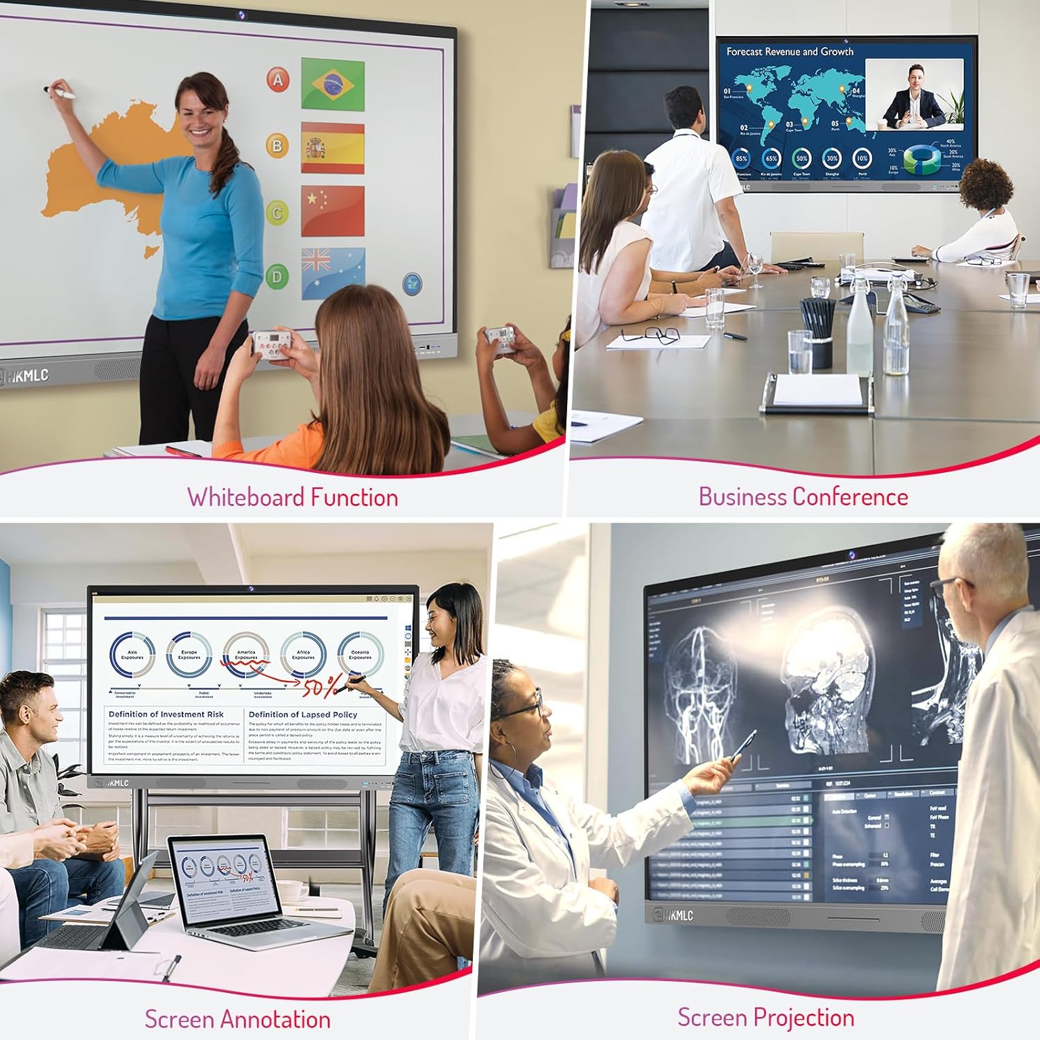 55" Interactive Whiteboard with 4K Touchscreen and Stand U18061