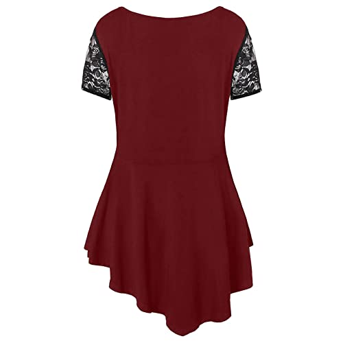 Women's Summer Casual Floral Lace Short Sleeve Blouse R229539