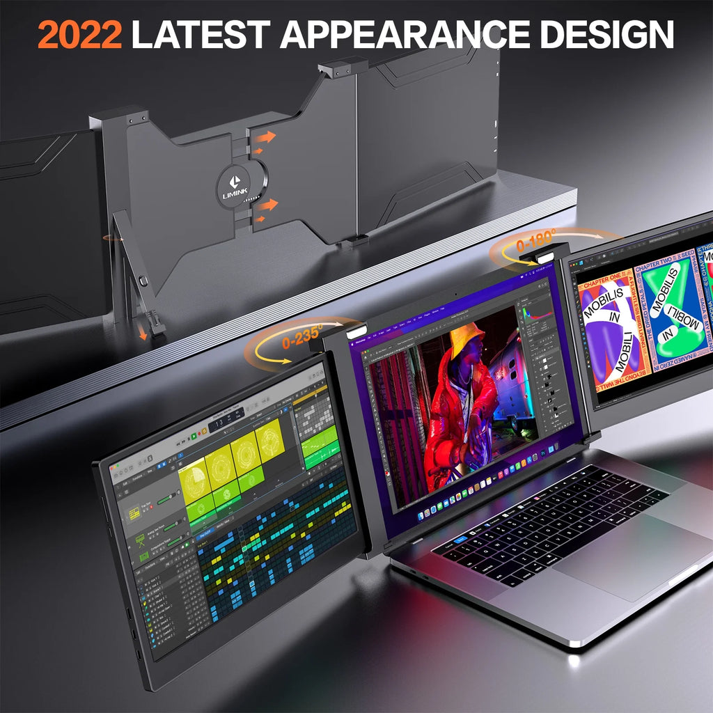 Portable Triple Monitor for 15-17 inch Laptop, 1080P IPS, Plug & Play, USB/HDMI, Black A4747