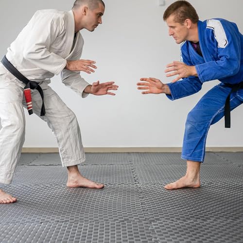 Interlocking Foam Gym Flooring Mat, 1 Inch Thick, 6 Tiles, Black C4472
