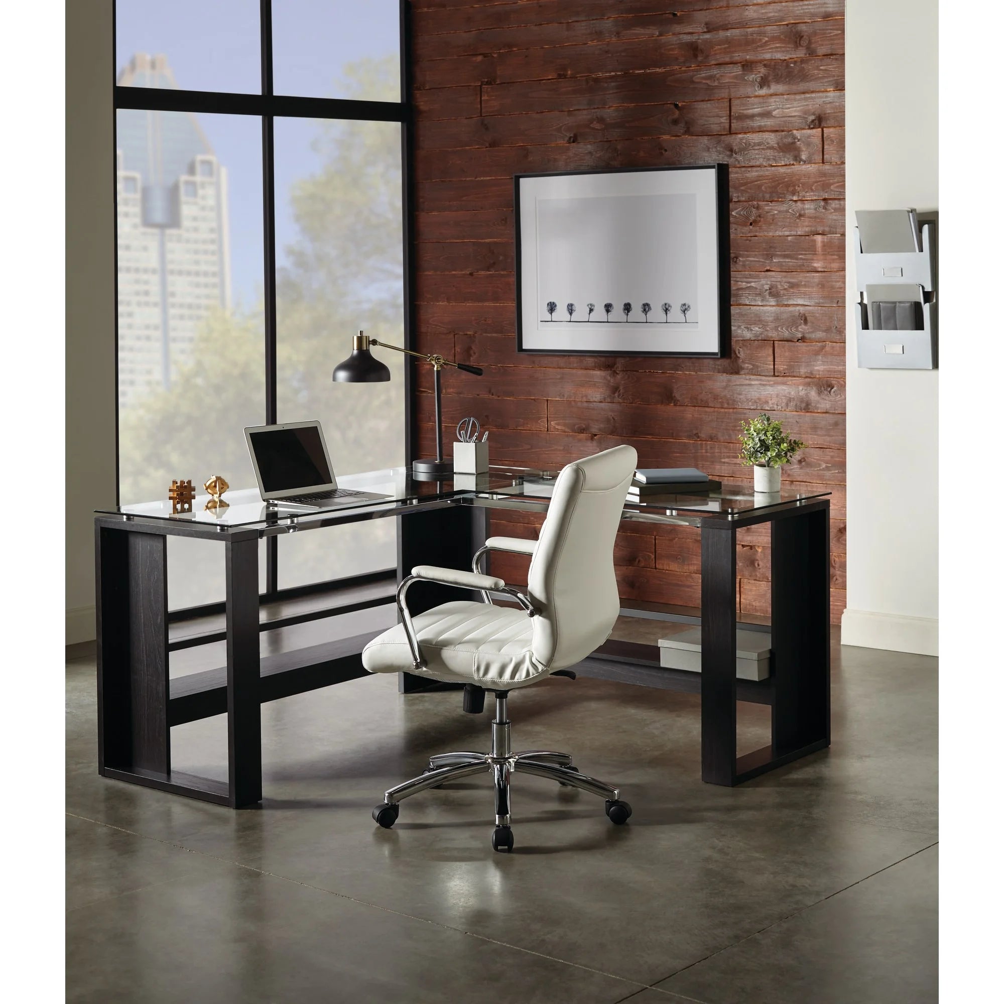 L-Shape Corner Desk, Espresso E663723