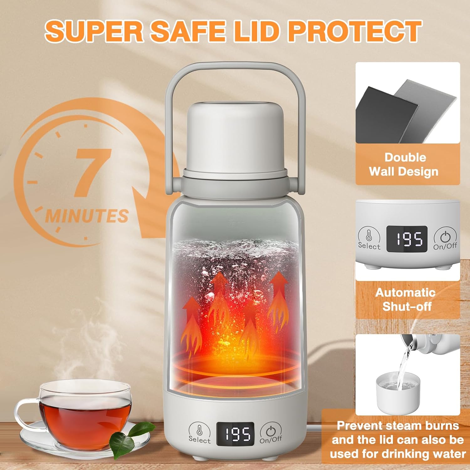 Portable Electric Kettle 1L for Travel Tea Coffee C363