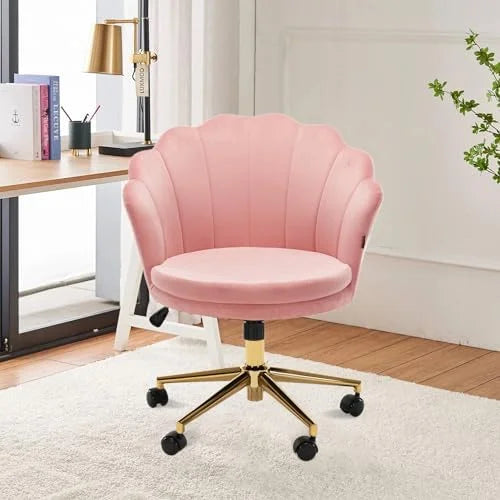 Velvet Swivel Vanity Chair with High Backrest and Wheels N583290