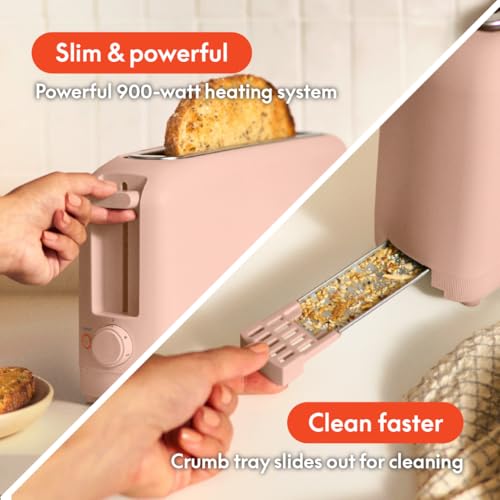 2 Slice Slim Toaster with 6 Shade Settings, Long Slot, Removable Crumb Tray R654