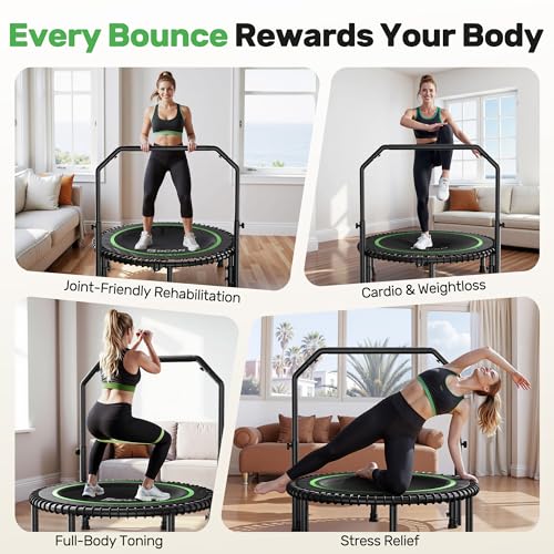 Foldable Mini Trampoline with Adjustable Foam Handle M67736
