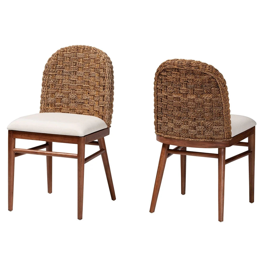 bali & pari Denver 18.9" Acacia Wood & Seagrass Dining Chair in Brown (Set of 2)