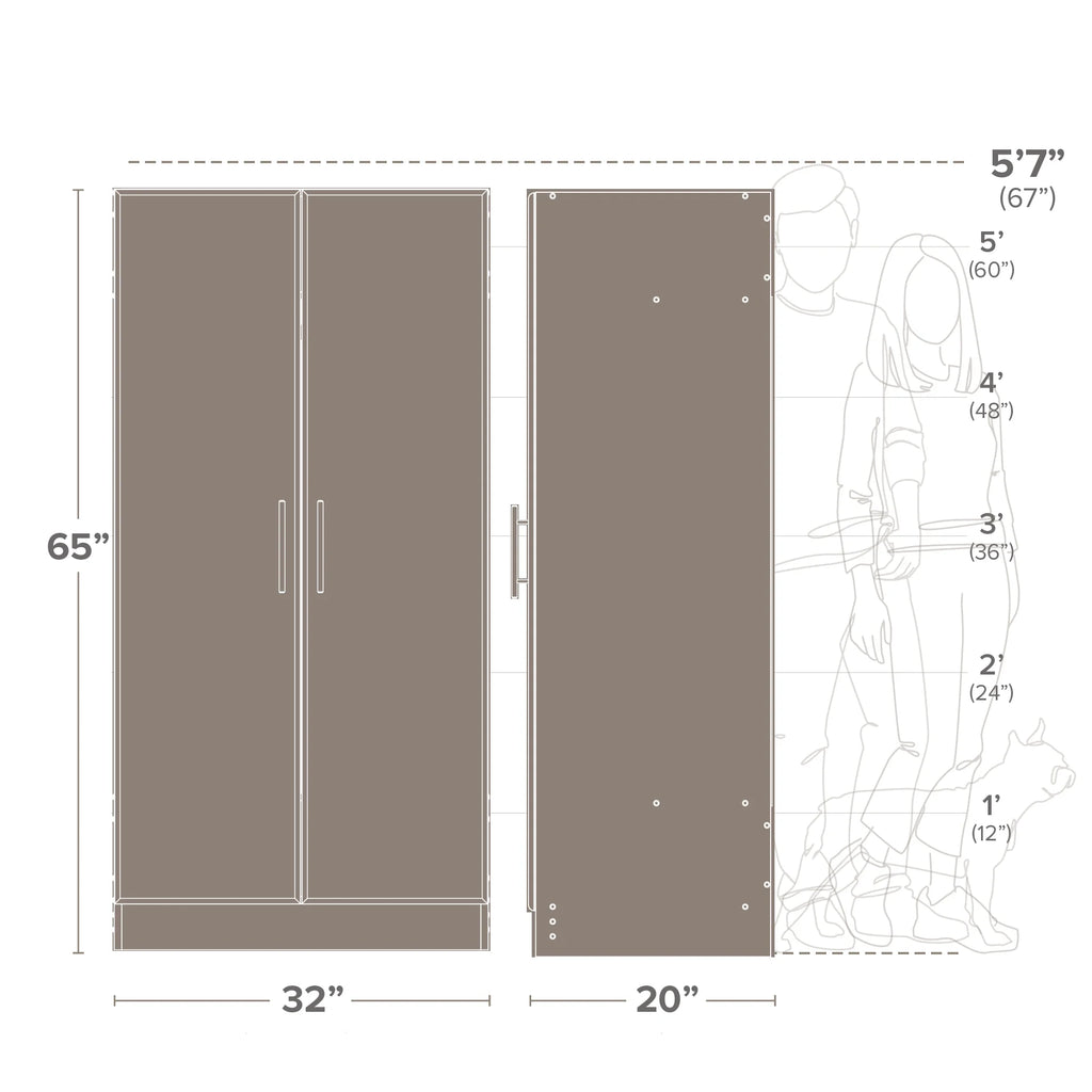 White Wardrobe Closet with Hanging Rail P4745