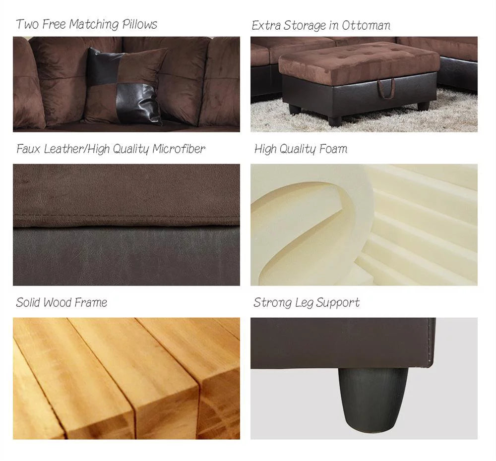 Sectional Sofa with Storage Ottoman I810
