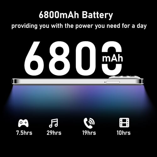 Unlocked 5G Smartphone, Android 13, 8GB+256GB, 6.7" HD Screen, 6800mAh, Dual SIM K35182