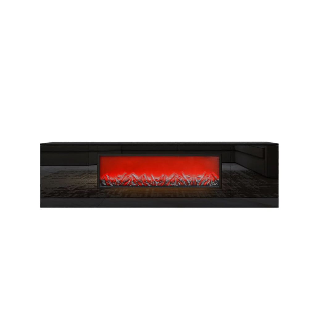 Electric Fireplace TV Stand with Wood Texture, High Glossy Finish H328340