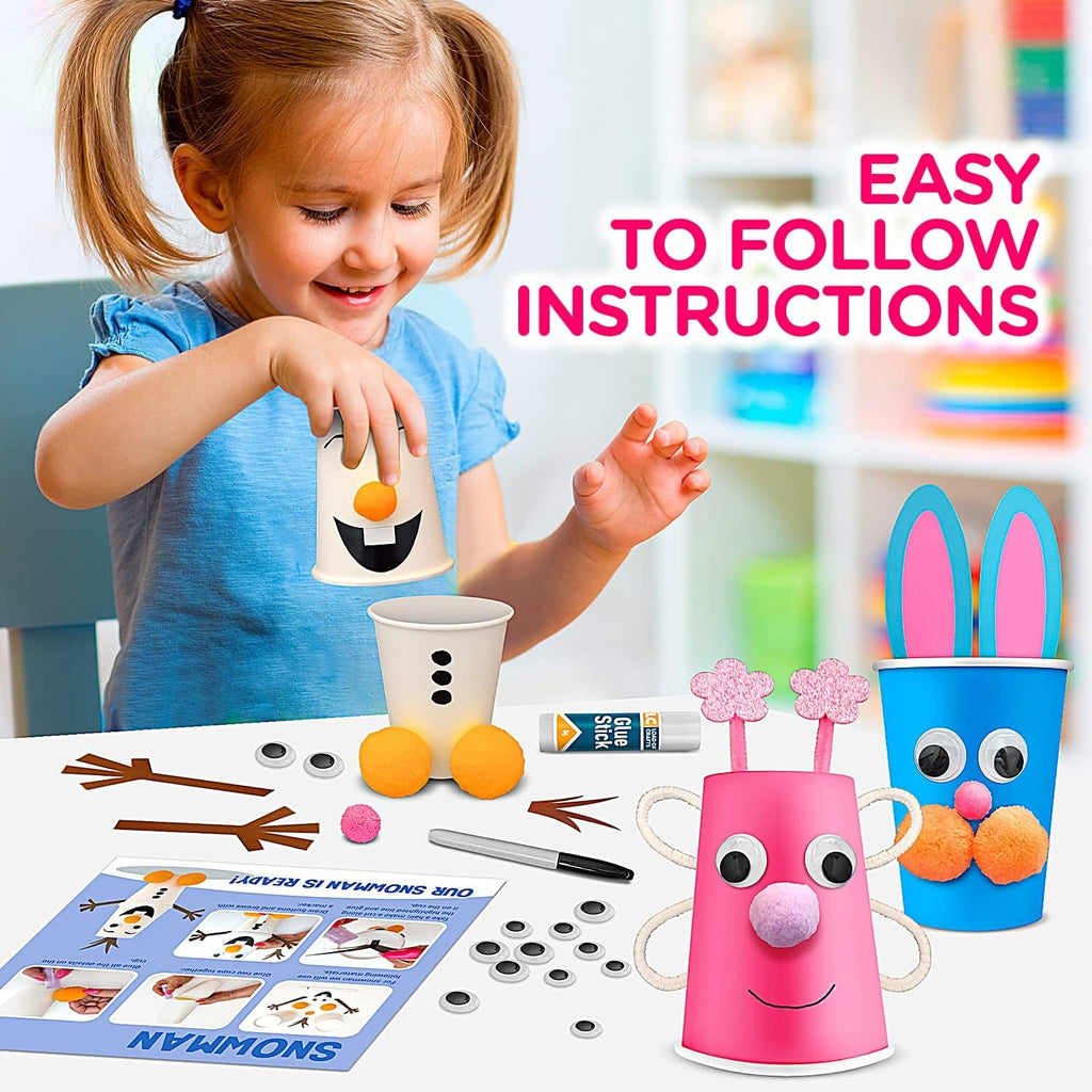 Arts and Crafts Kit for Kids Ages 3-8, 8 Animal Projects E122