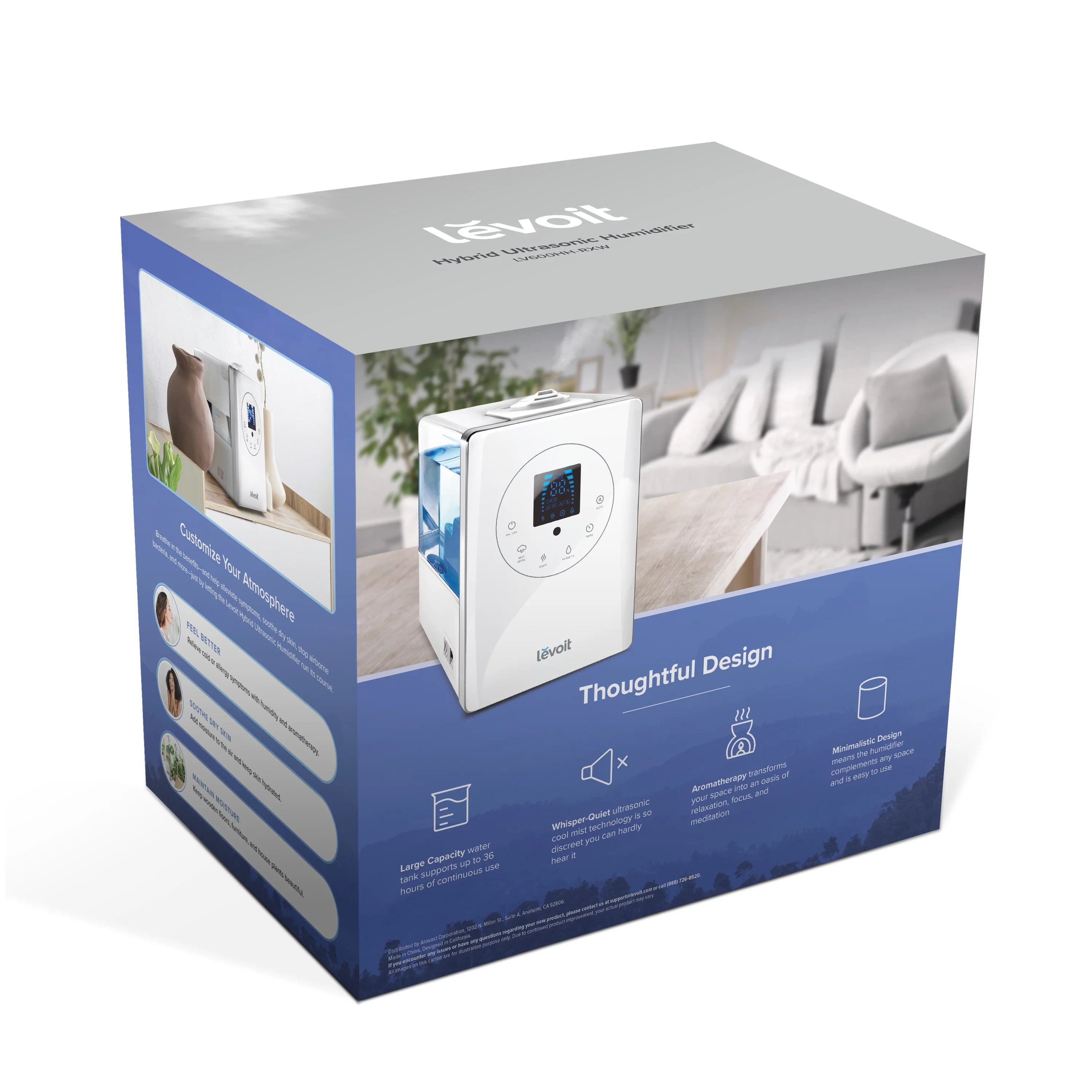 Warm and Cool Mist Humidifier, 6L, 753 sq ft E9452