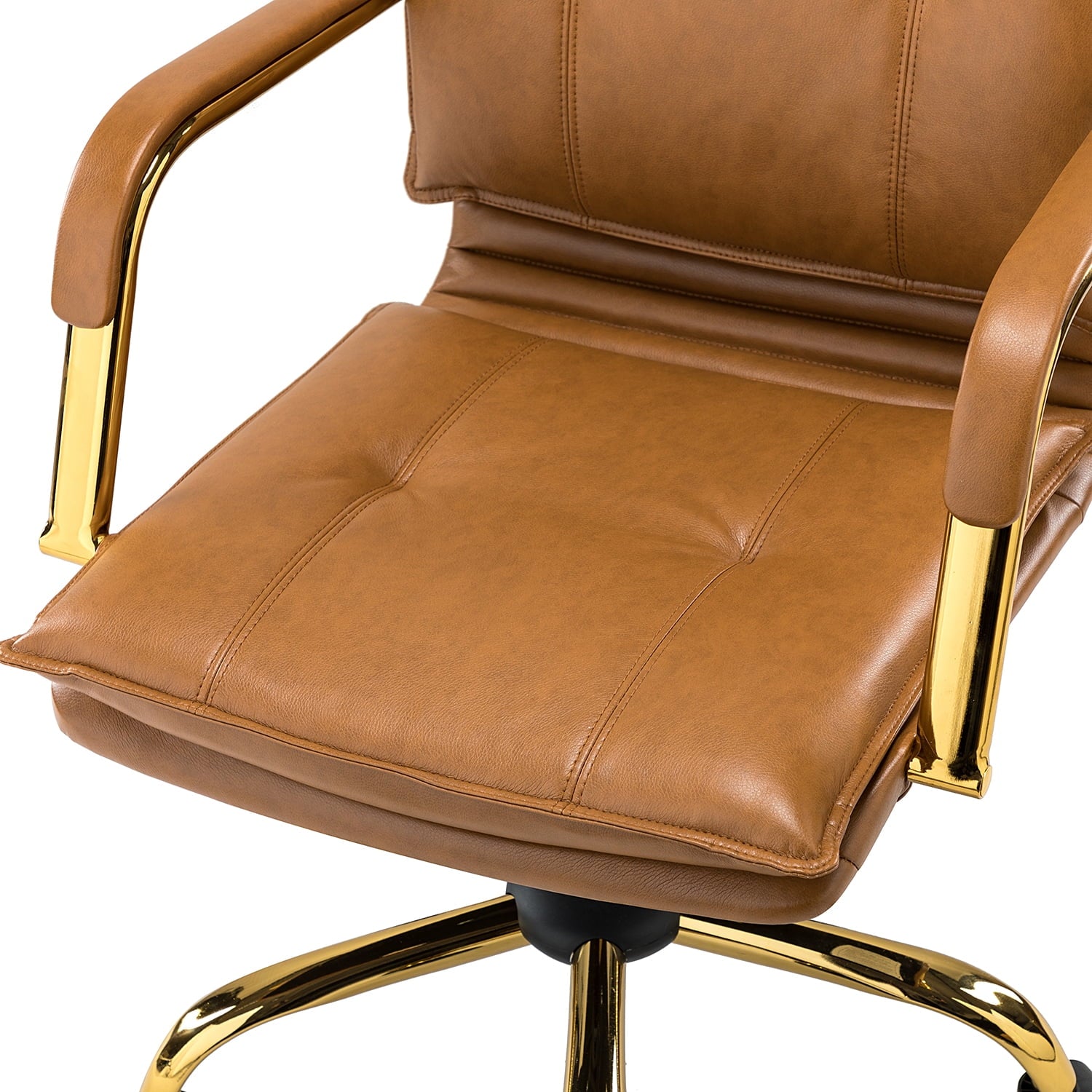 Vegan Leather Home Office Task Chair with Tufted Mid Back and Armrest N83298