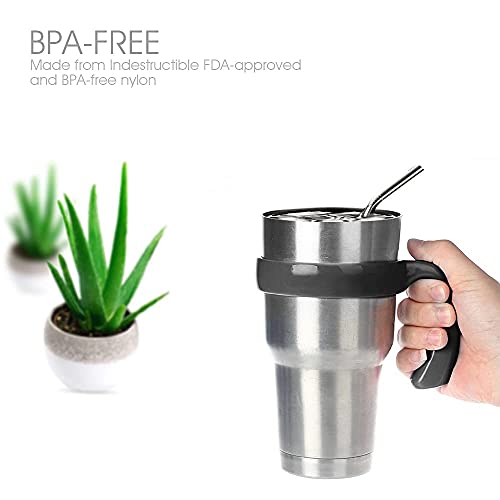 Tumbler Handle for 30oz Rambler Cup, Anti Slip Travel Mug Grip for Stainless Steel Tumblers (Black) M402072
