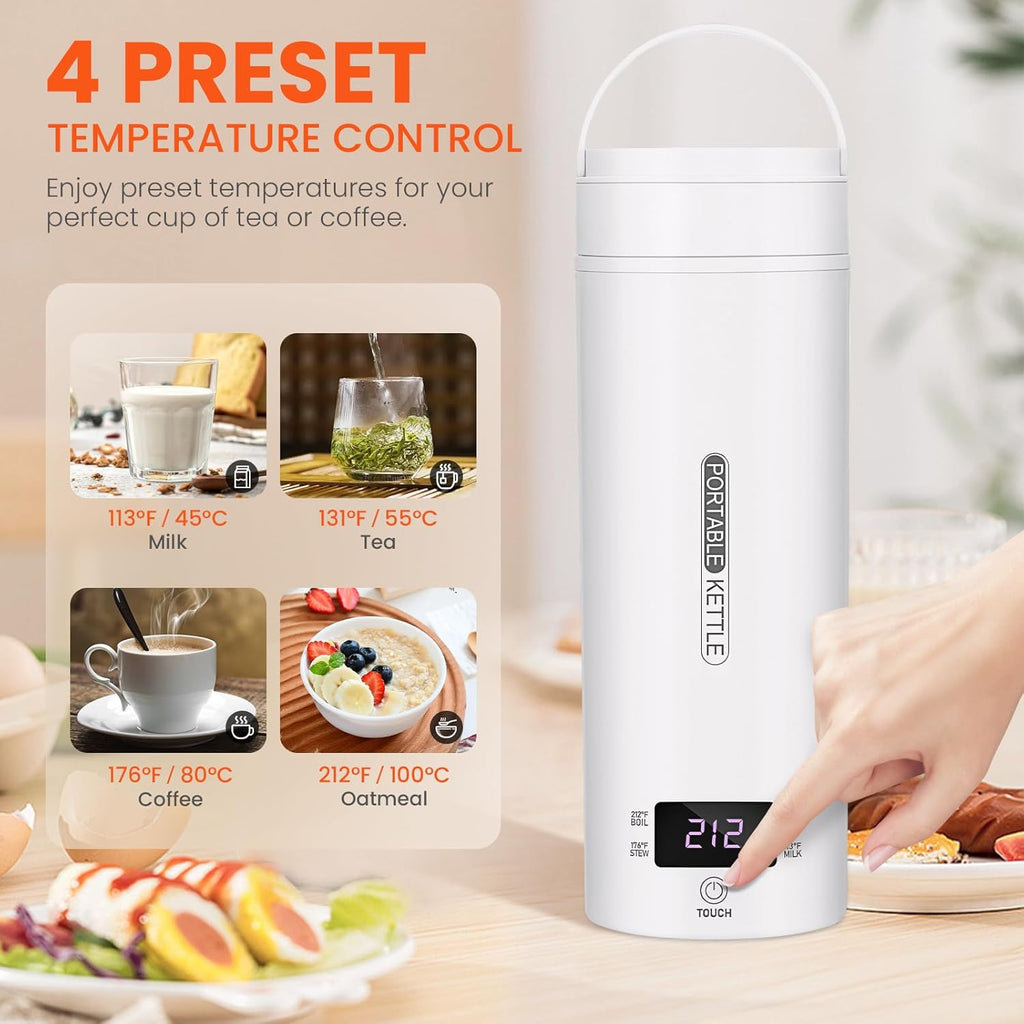 Portable Electric Kettle with 4 Temperature Settings, Auto Shut-Off, 17oz S5582