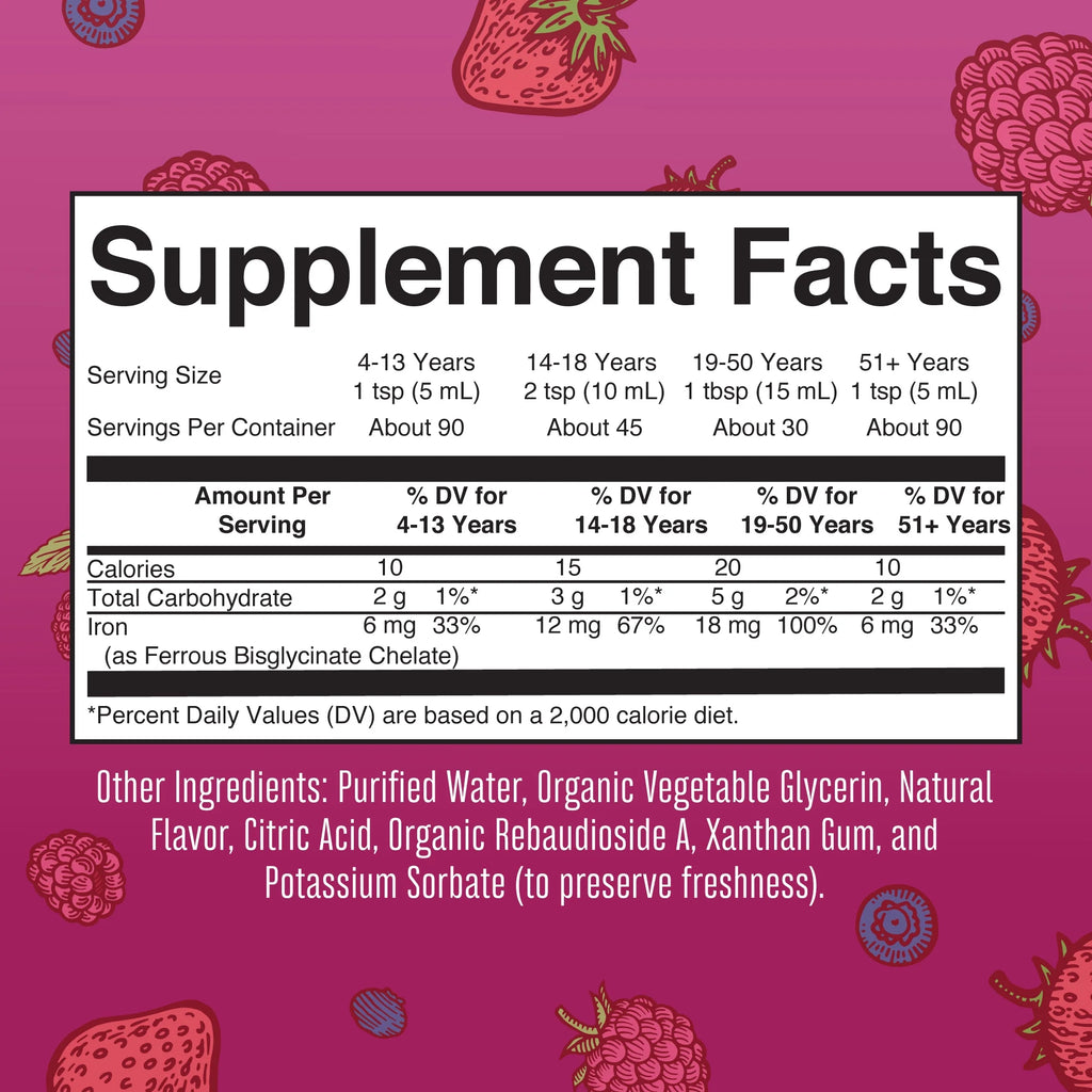 Liquid Iron Supplement for Women Men & Kids, Sugar Free, Vegan, 15.22 fl oz M692