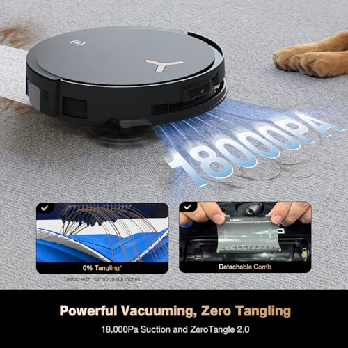 Robot Vacuum and Mop, 18500Pa Suction, Auto-Lift, Self-Emptying C481