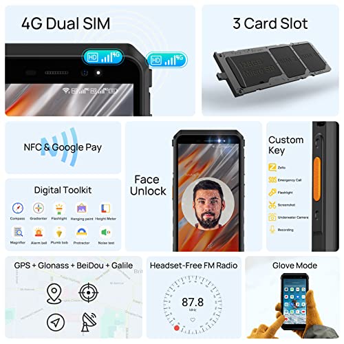 Rugged Smartphone 8150mAh Battery 16MP Underwater Camera IP68 Waterproof 4G Dual SIM Unlocked Z4166