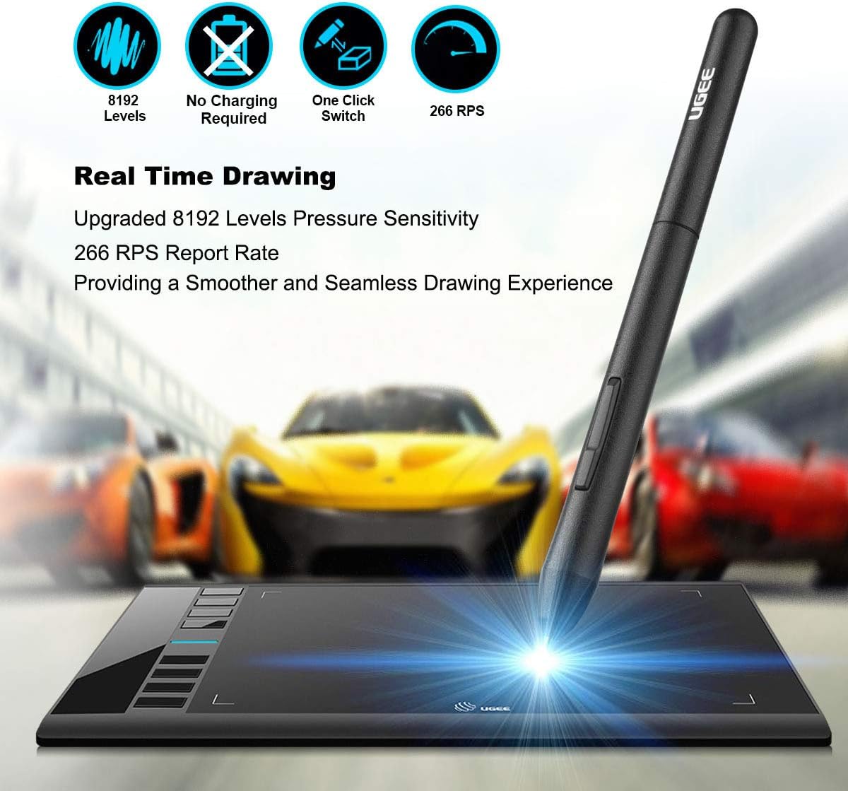 Graphics Drawing Tablet 10 x 6 Inch with 8 Hot Keys and 8192 Pressure Levels M60192
