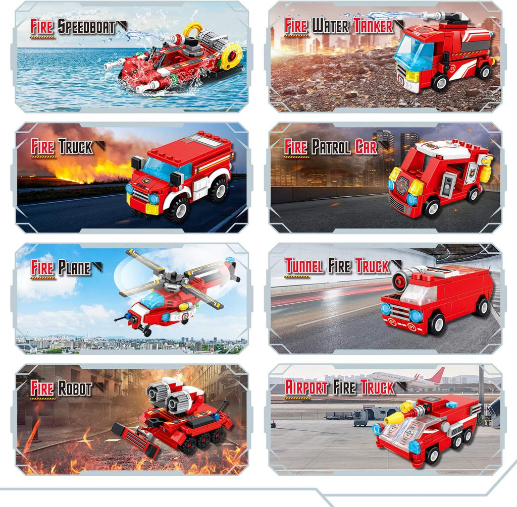 Robot Building Toys for Boys Age 6-10+, 836 PCS Construction Truck Blocks, STEM Educational Fire Rescue Vehicles Kit A89315