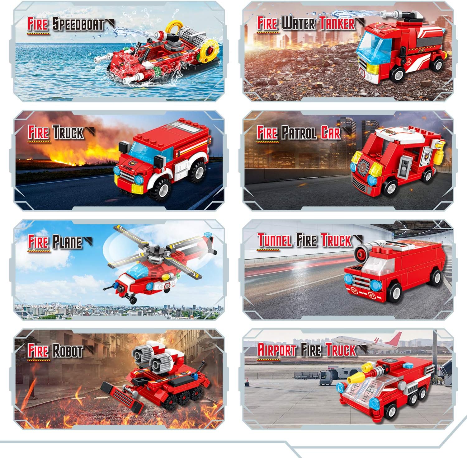 Robot Building Toys for Boys Age 6-10+, 836 PCS Construction Truck Blocks, STEM Educational Fire Rescue Vehicles Kit A89315