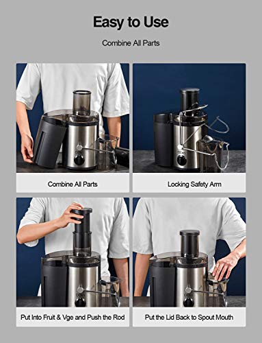 Juicer Machine, 800W Centrifugal Extractor with Wide Mouth Feed Chute, Stainless Steel, BPA-free Y425329