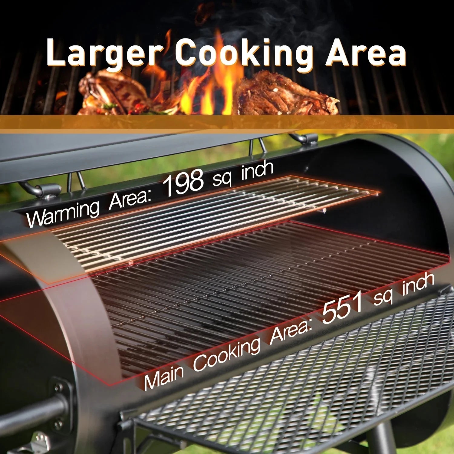 Charcoal Grill with Offset Smoker, Extra Large BBQ F29491