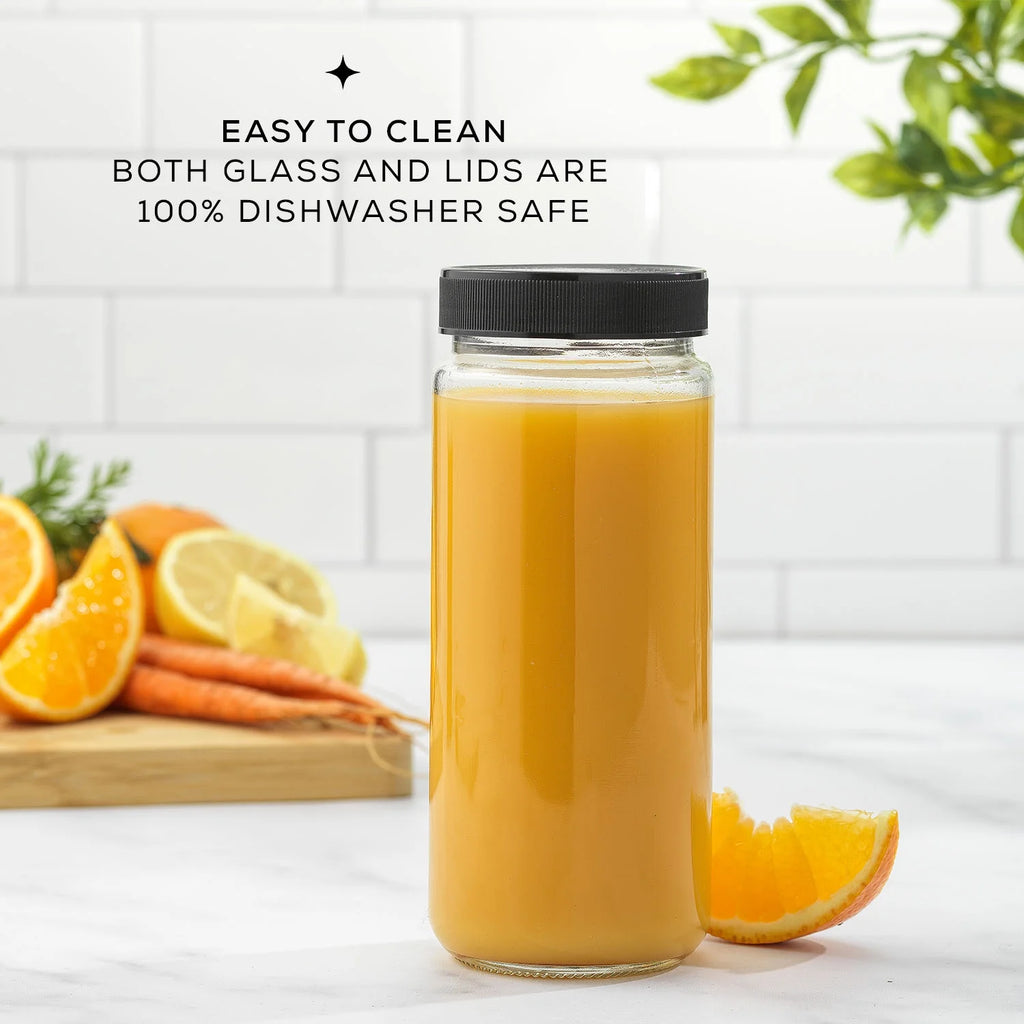 Glass Juice Bottles with Leakproof Lids, Set of 8 G499