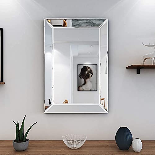 Large Rectangular Wall Mirror 28"x39" Angled Beveled Frame K124