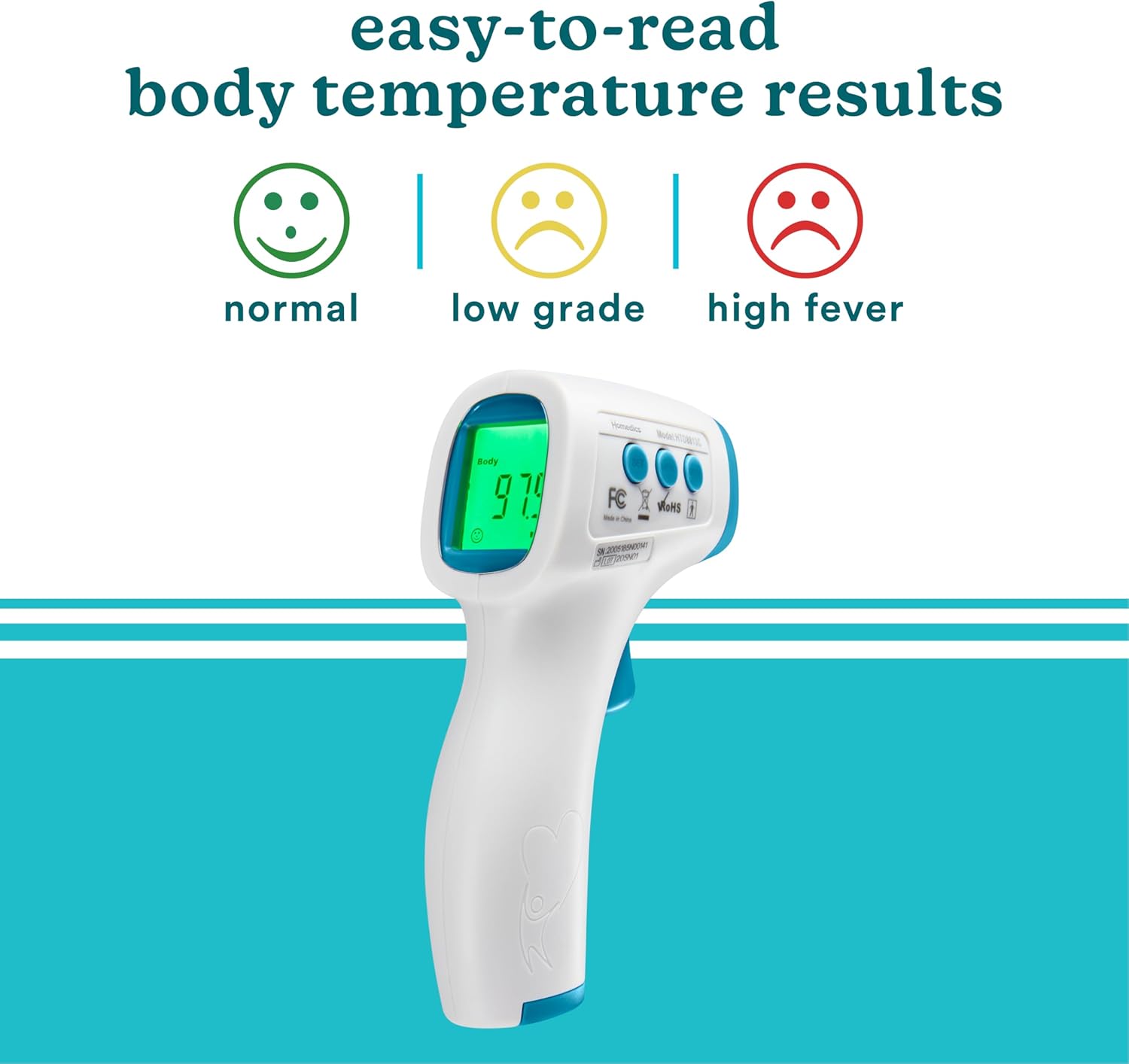 Non-Contact Infrared Forehead Thermometer with High-Fever Alert J301