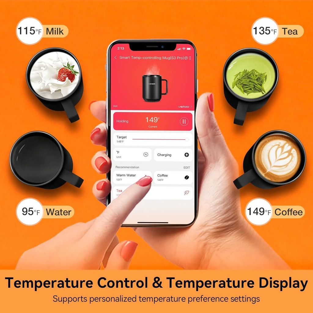Temperature Control Smart Mug with Lid, Self Heating Coffee Mug 10 oz, LED Display O828231