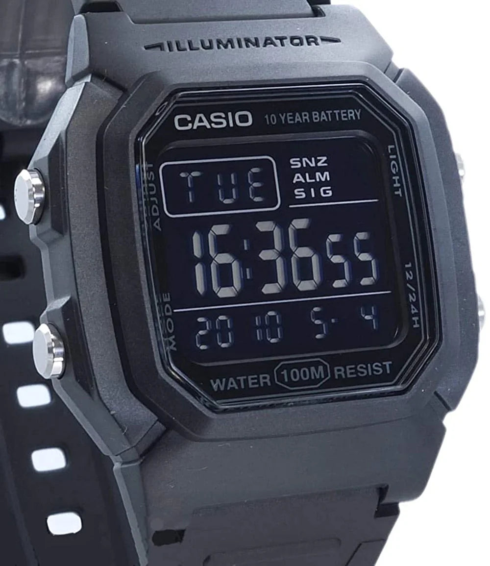 Men's Classic Digital Quartz 100m Black Resin Watch N177