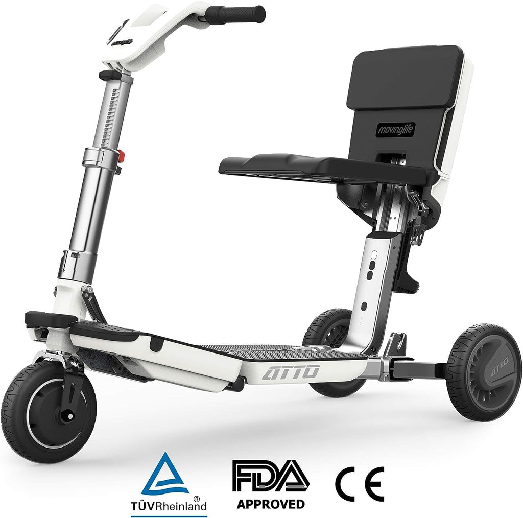 Folding Mobility Scooter with Extended Range Battery, White Z9892