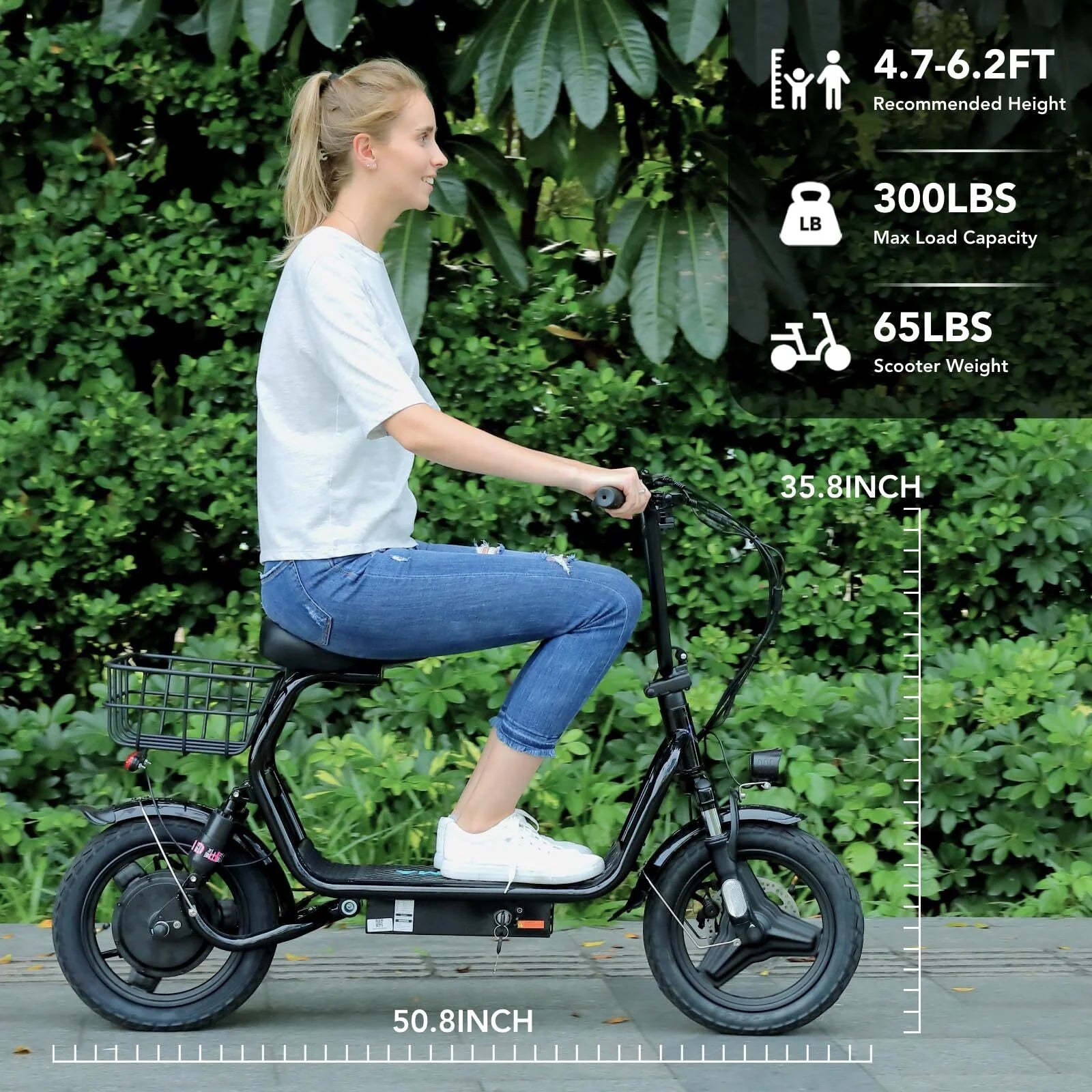 Electric Scooter with Seat, 14" Off-road Tires, 20 MPH Max, Folding I9003