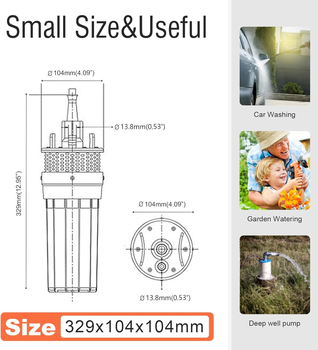 Solar Well Pump Kit with Battery Backup, 12V Water Pump and 120W Panel K865