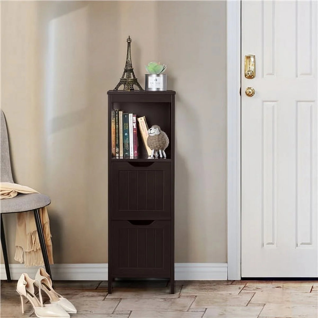 Bathroom Floor Cabinet with 2 Drawers and 1 Shelf, Free-Standing Wooden Storage Organizer T301530