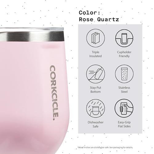 Insulated Stemless Wine Glass Tumbler, 12 oz, Stainless Steel, Powder Blue X9797